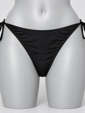 PrettyLittleThing Black Tie-Side Bikini Bottom